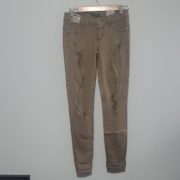 Nwt RUE21 JEANS WOMENS Sz 0 Brown Distressed ripped Get The Lift Lightweigt New - Picture 1 of 10